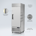 27" Commercial Freezer Reach in Upright Freezer Single Door 4 Shelves Solid Door