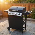 Propane Grill 4 Burner Barbecue Grill Stainless Steel Gas Grill in Black