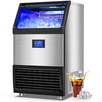 26.54 In. 450 Lbs. 24H Full/Half Size Cube Commercial Freestanding Ice Maker in Stainless Steel with 90 Lbs. Storage Bin