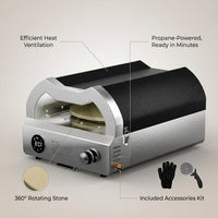 12 In. Propane Pizza Oven, Outdoor Pizza Oven in Black with Rotating Pizza Stone, Glove and Pizza Cutter — Lifestyle
