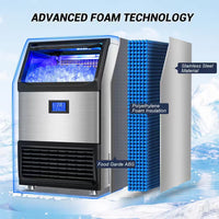 26.54 In. 450 Lbs. 24H Full/Half Size Cube Commercial Freestanding Ice Maker in Stainless Steel with 90 Lbs. Storage Bin