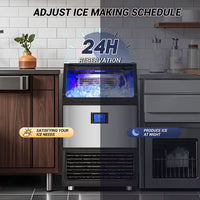 26.54 In. 450 Lbs. 24H Full/Half Size Cube Commercial Freestanding Ice Maker in Stainless Steel with 90 Lbs. Storage Bin