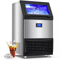 26.54 In. 450 Lbs. 24H Full/Half Size Cube Commercial Freestanding Ice Maker in Stainless Steel with 90 Lbs. Storage Bin
