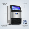 26.54 In. 450 Lbs. 24H Full/Half Size Cube Commercial Freestanding Ice Maker in Stainless Steel with 90 Lbs. Storage Bin