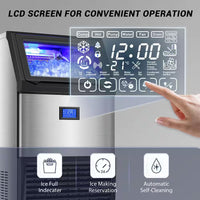 26.54 In. 450 Lbs. 24H Full/Half Size Cube Commercial Freestanding Ice Maker in Stainless Steel with 90 Lbs. Storage Bin