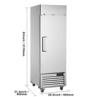 27" Commercial Freezer Reach in Upright Freezer Single Door 4 Shelves Solid Door