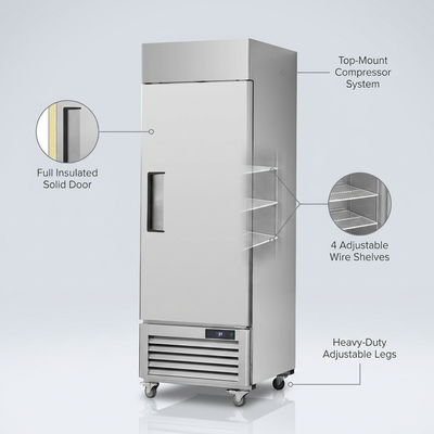 27" Commercial Freezer Reach in Upright Freezer Single Door 4 Shelves Solid Door