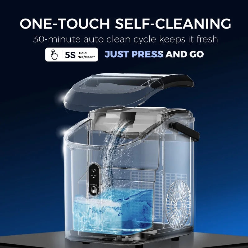 35Lbs/24H Nugget Ice Maker Countertop,Portable Ice Maker Machine with Auto-Cleaning, Black