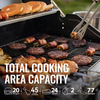 4-Burner Propane Gas Grill with Side Burner with Glass Viewing Window, Cabinet Style, Silver