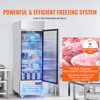 27" Commercial Freezer Reach in Upright Freezer Single Door 4 Shelves Solid Door