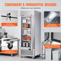 27" Commercial Freezer Reach in Upright Freezer Single Door 4 Shelves Solid Door