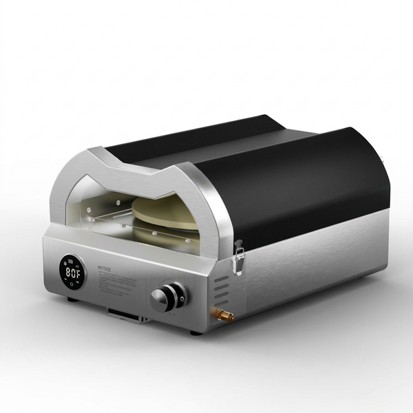 12 In. Propane Pizza Oven, Outdoor Pizza Oven in Black with Rotating Pizza Stone, Glove and Pizza Cutter