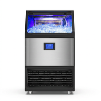 26.54 In. 450 Lbs. 24H Full/Half Size Cube Commercial Freestanding Ice Maker in Stainless Steel with 90 Lbs. Storage Bin — Studio Shot
