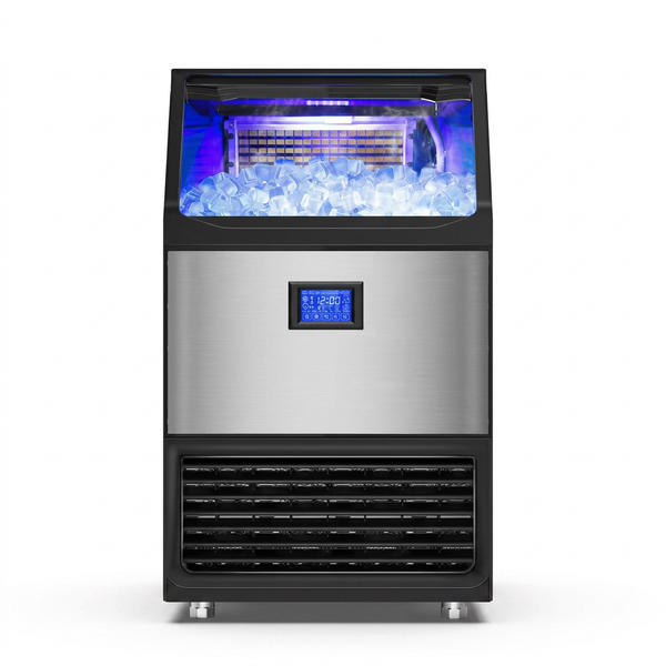26.54 In. 450 Lbs. 24H Full/Half Size Cube Commercial Freestanding Ice Maker in Stainless Steel with 90 Lbs. Storage Bin
