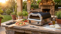 12 In. Propane Pizza Oven, Outdoor Pizza Oven in Black with Rotating Pizza Stone, Glove and Pizza Cutter — Lifestyle